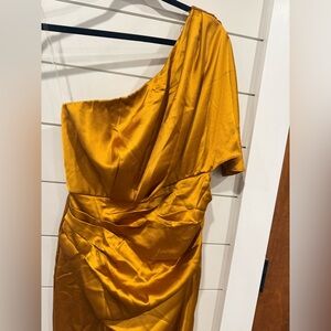 NWT! One-Shoulder Gold Dress